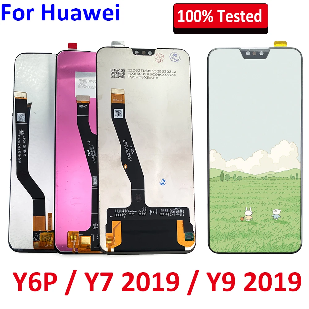 100% Протестированный новый TFT-дисплей для Huawei Y6P Y7 Y9 2019 Замена ЖК-дисплея с сенсорным экраном и цифровым преобразователем в сборе