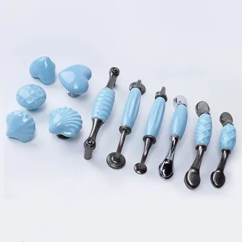 Синие керамические ручки для шкафов Ручки для выдвижных ящиков Кухонные ручки Ручки для шкафов и ручки для выдвижных ящиков Керамические ручки для мебели