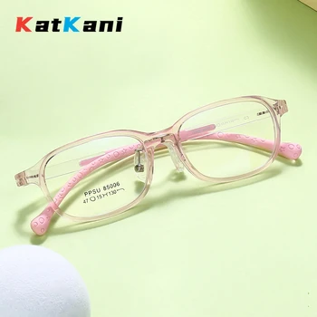 KatKani Удобные безопасные силиконовые Детские очки TR90, Квадратная Ретро Сверхлегкая Оптическая оправа для очков по рецепту для мальчиков и девочек