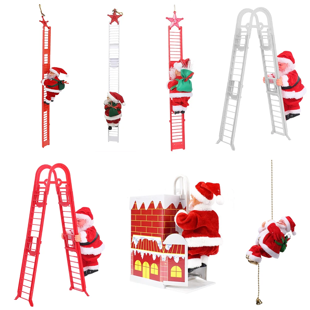 Мини-Рождественские украшения Подарок Электрическая лестница для лазания Санта-Клаус Куклы Игрушки с музыкой Веселого Рождества Музыкальные Хип-танцы