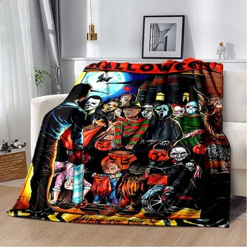 Одеяло с героями фильмов ужасов на Хэллоуин - легкий фланелевый плед для дивана, одеяло с цифровой печатью из мягкой фланелевой ткани