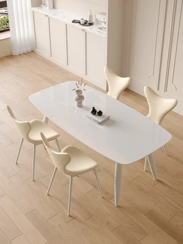 Легкий экстравагантный стол-тарелка в скандинавском кремовом стиле, стол-стул, сочетание современного простого домашнего стола