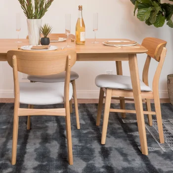 Обеденный стул из ткани Noble House Harper, комплект из 2 предметов, светло-бежевый, натуральный дуб, современный обеденный стол, Обеденный набор для гостиной