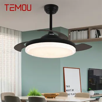 Современные Потолочные вентиляторы TEMOU, 3 цвета светодиодов с дистанционным управлением, Декоративное украшение для дома, столовой, спальни, ресторана