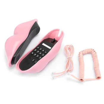 Домашний телефон в европейском стиле Модная форма розовых губ Настольный стационарный телефонный звонок