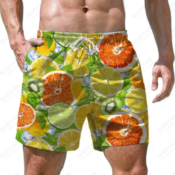 Новые повседневные модные пляжные шорты с фруктовым 3D принтом, праздничные пляжные шорты, быстросохнущие шорты с карманами