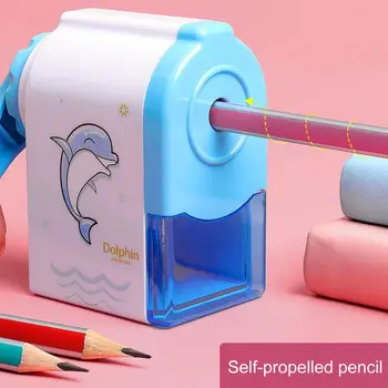 Точилка для карандашей с удобным захватом, острый, быстрозатачивающийся валик для карандашей, бигуди для карандашей с рисунком дельфина, школьные принадлежности