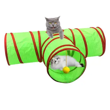 Кошачьи туннели Т-образный игровой туннель, складная бумажная ткань, Рождественские цветные Износостойкие игрушки для кошек, для домашнего питомника, для спальни, для дома