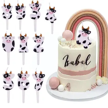 Детская свеча на день рождения с номером коровы, Свеча для торта, свадебный торт, Десертная свеча, Принадлежности для вечеринки на День рождения, Номер 0-9 De Y7j4