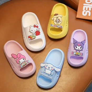 Kawaii Sanrio/ Детские Тапочки Hellokitty Cinnamoroll На платформе, Нескользящие Домашние Удобные Вьетнамки в стиле Аниме, Уличные Пляжные Сандалии