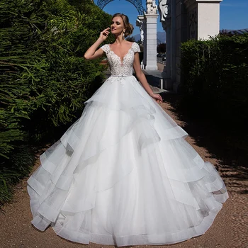 Новые Специальные белые свадебные платья Vestido De Novia Princesa, Многоуровневая юбка на пуговицах, многоуровневая юбка принцессы, свадебные платья принцессы