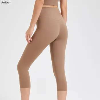 Леггинсы для йоги Antibom, женские эластичные спортивные брюки с высокой талией, дышащие штаны для бега в тренажерном зале до икр