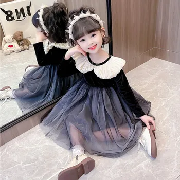 Горячая распродажа, Платье для девочек для малышей, Весна 2023, Кружевное Детское Платье принцессы для вечеринки по случаю Дня рождения, Корейская одежда для девочек