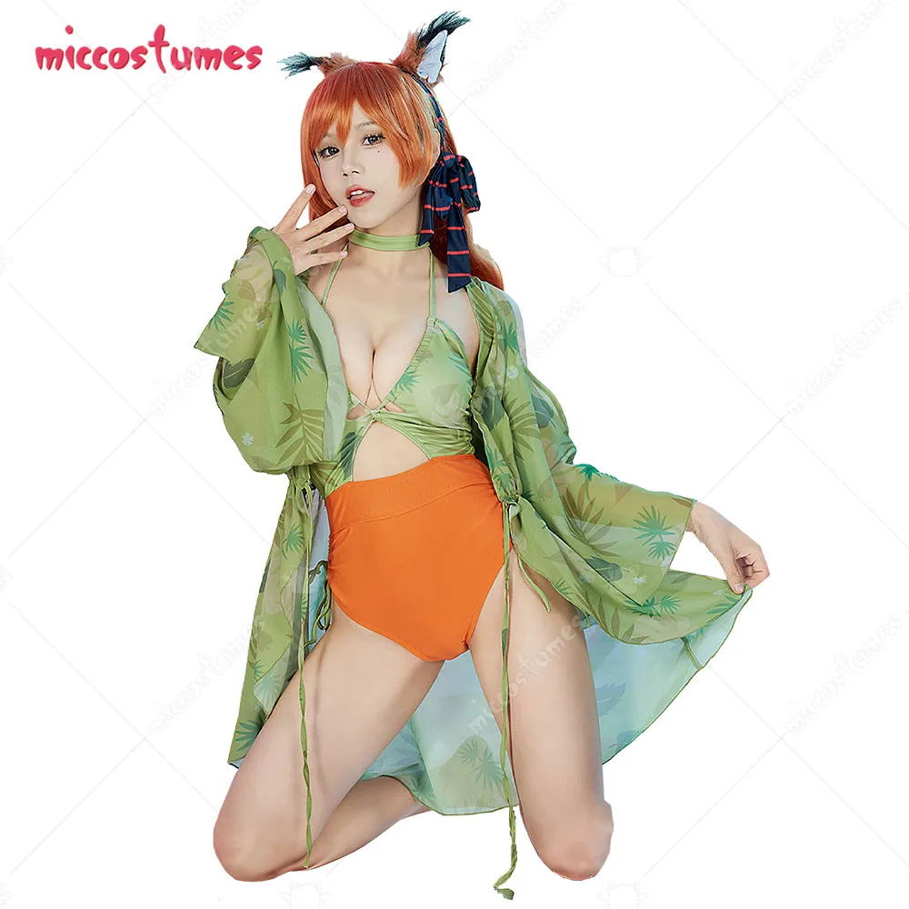 Женский цельный купальник Nick Derivative, косплей-костюм для женщин, зелено-оранжевый, сексуальный купальник на бретельках, купальник на шнуровке, купальный костюм