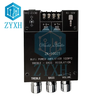 ZK-1002T TPA3116D2 Bluetooth-совместимая Плата Усилителя 5.0 Мощностью 2 * 100 Вт Сабвуфер Высокие Частоты Стереоусилитель Регулятор громкости Динамик