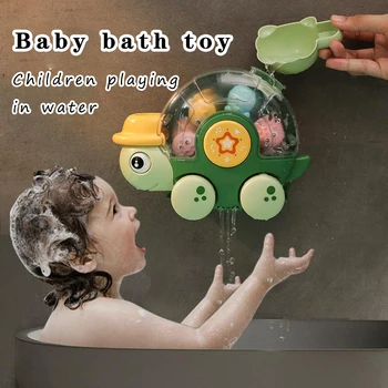 Детские игрушки для купания, Маленькая черепашка, озвучивающая детские игрушки для купания, автоматический дозатор для ванны, вращающиеся игрушки для детской ванной комнаты