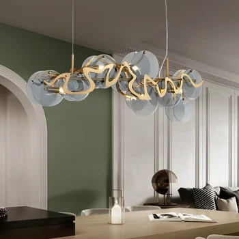 Люстры из постмодернистского стекла E14 Led для гостиной, круглые металлические светодиодные подвесные светильники, подвесная лампа, светодиодные светильники Droplight