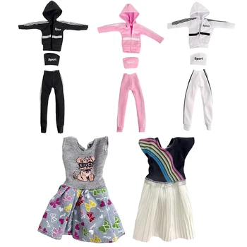 NK 5 шт. /лот, Женская повседневная спортивная одежда, блузка, брюки, платье, современная одежда для куклы Барби, Аксессуары, Подарочные игрушки для девочек