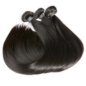 Топ 12A Натуральные Черные Косточки Прямые пучки человеческих волос Бразильского плетения Пучки волос Remy Для наращивания необработанных волос Virgin Hair Weft